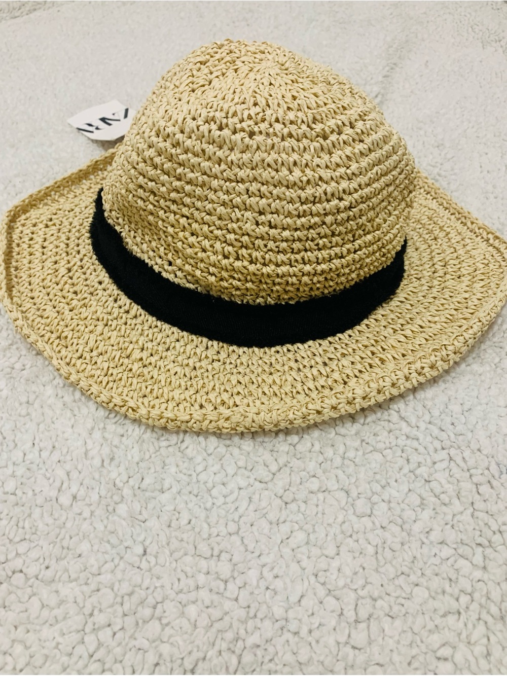 ZARA Woven Raffia Sun Hat with Black Band - NWT - Picture 2 of 5